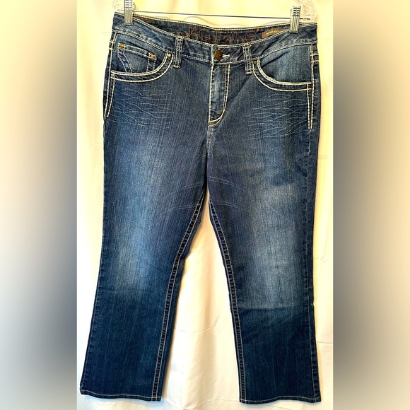 Jag Jeans Mid-Rise Bootleg Stretch Women’s Jeans Size 16 Embroidered Pockets - Picture 1 of 13